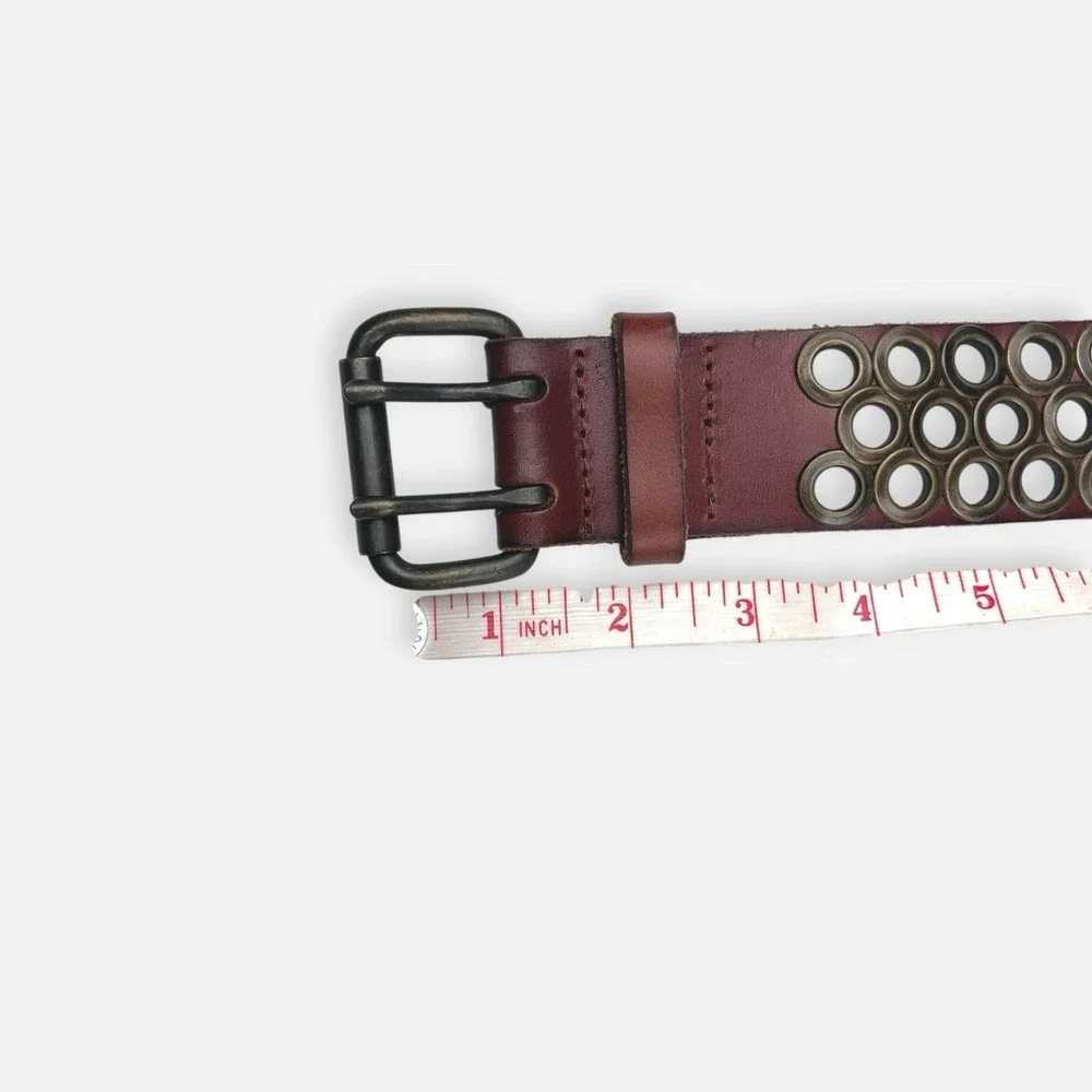 J Crew Leather‎ Brown Belt Brass Buckle Grommets Sz XSmall XS 44414 - Picture 7 of 9